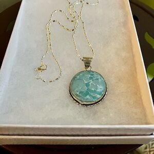 Azure Sea Silver Pendant Necklace Gift Boxed